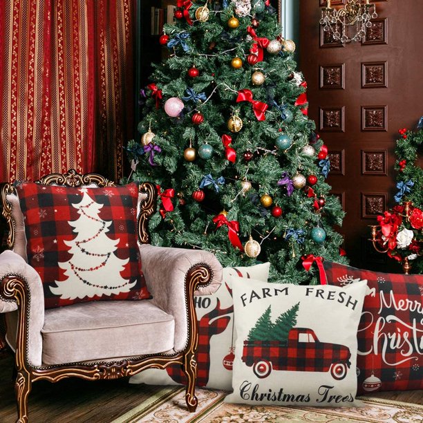 Christmas snowman throw pillow cover with snowflakes and ornaments