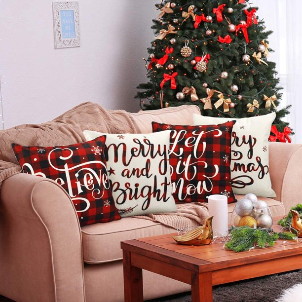 “Let it Snow” throw pillow cover with snowflakes