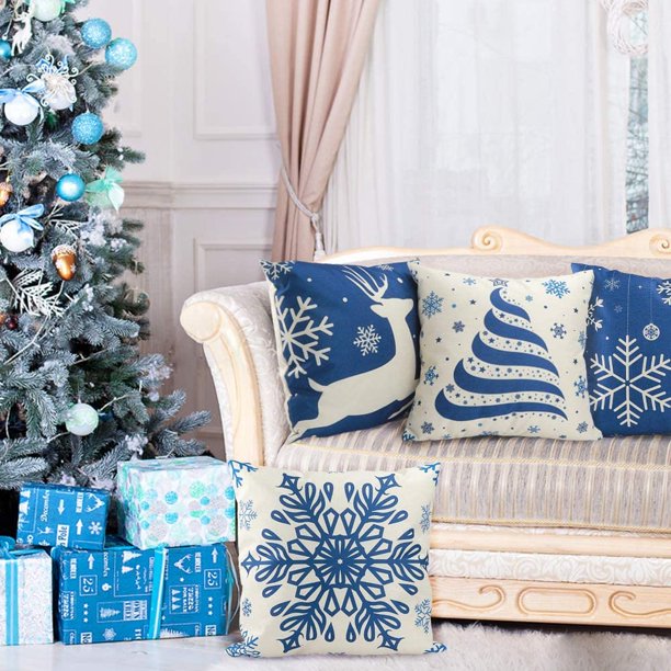 White reindeer throw pillow cover
