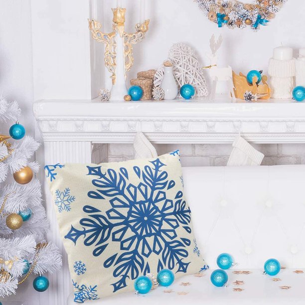 White snowflake throw pillow cover