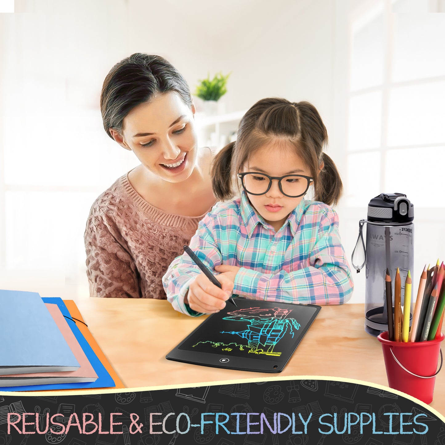 Eco-Friendly School Kit for Elementary, Middle School with LCD Tablet