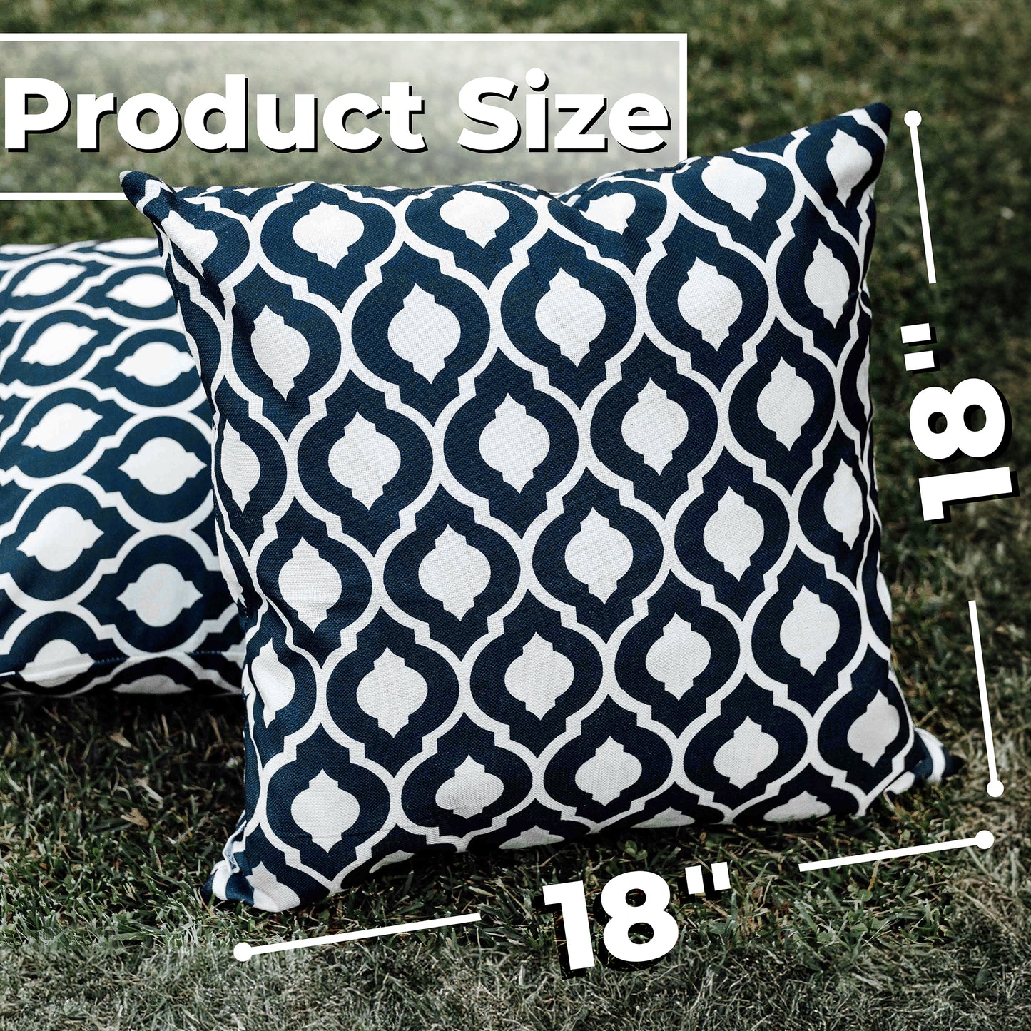 DecorX Outdoor Pillow Covers 2 Pack Modern Patio Decorative Accent Throw Pillow Covers, Moroccan Blue and White