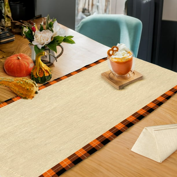 Festive Fall Table Runner Featuring Cute Ghosts and Pumpkin