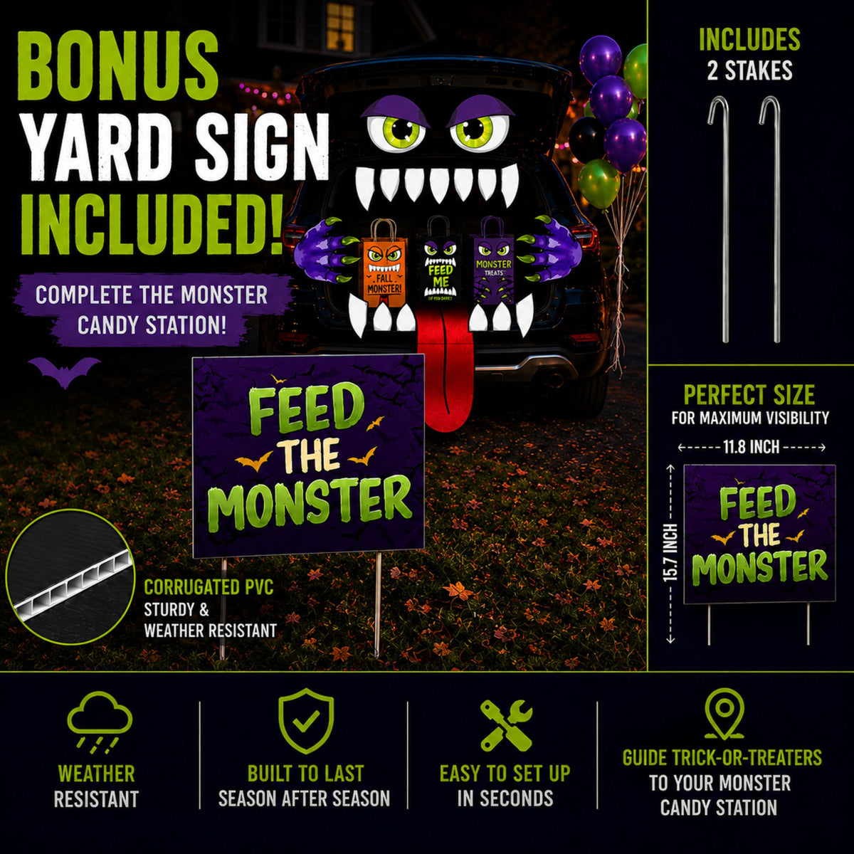 Halloween Trunk-or-Treat Monster Decoration Kit