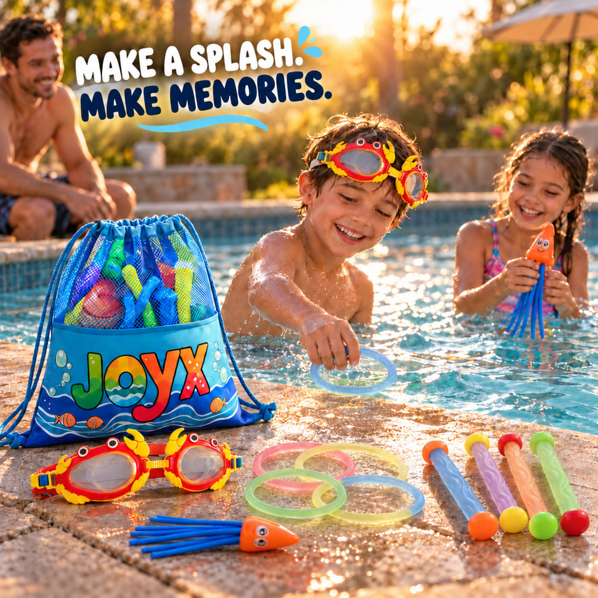 35-Piece Glow Pool Diving Toys Set with LED Cubes, Goggles & Bag