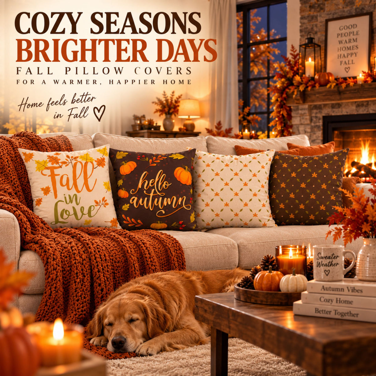 DecorX Fall Pillow Covers Set of 4 – 18x18 Autumn Decor