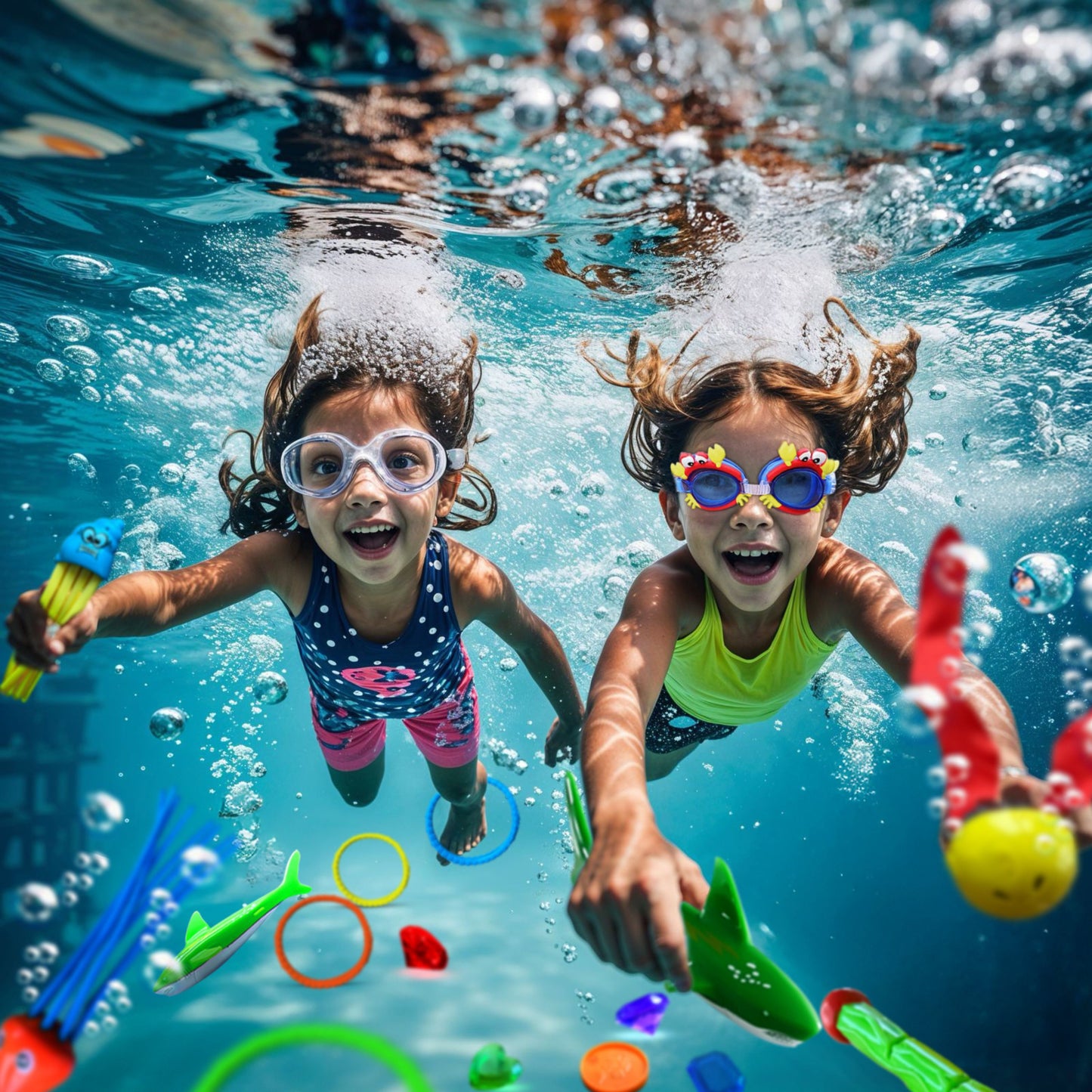 35 Pcs Pool Toys Set with LED Pool Light Cubes Diving and Swimming Learning for Kids