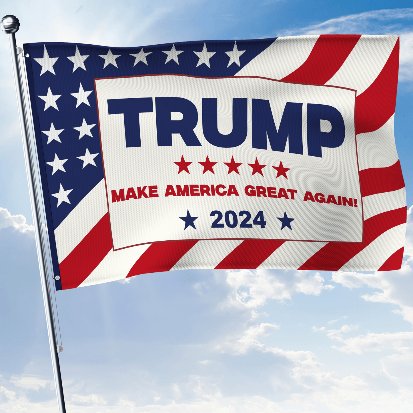 DecorX Trump 2024 Campaign Flag Double-Sided, Double Angle Banner - Make America Proud & Great Again Vertical/Horizontal Design 3x5 Feet