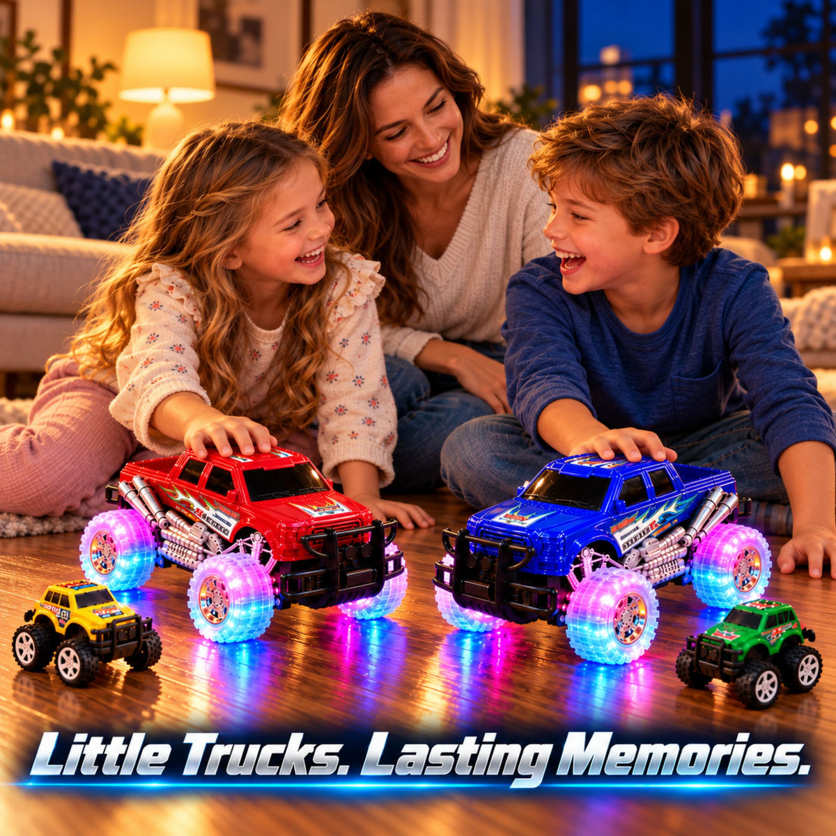 Light Up Monster Truck Toy Set – 4 Pack