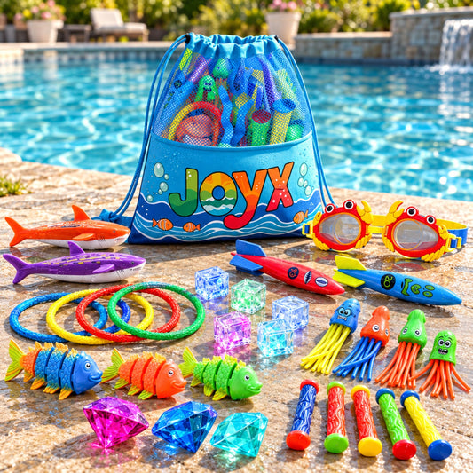 35-Piece Glow Pool Diving Toys Set with LED Cubes, Goggles & Bag