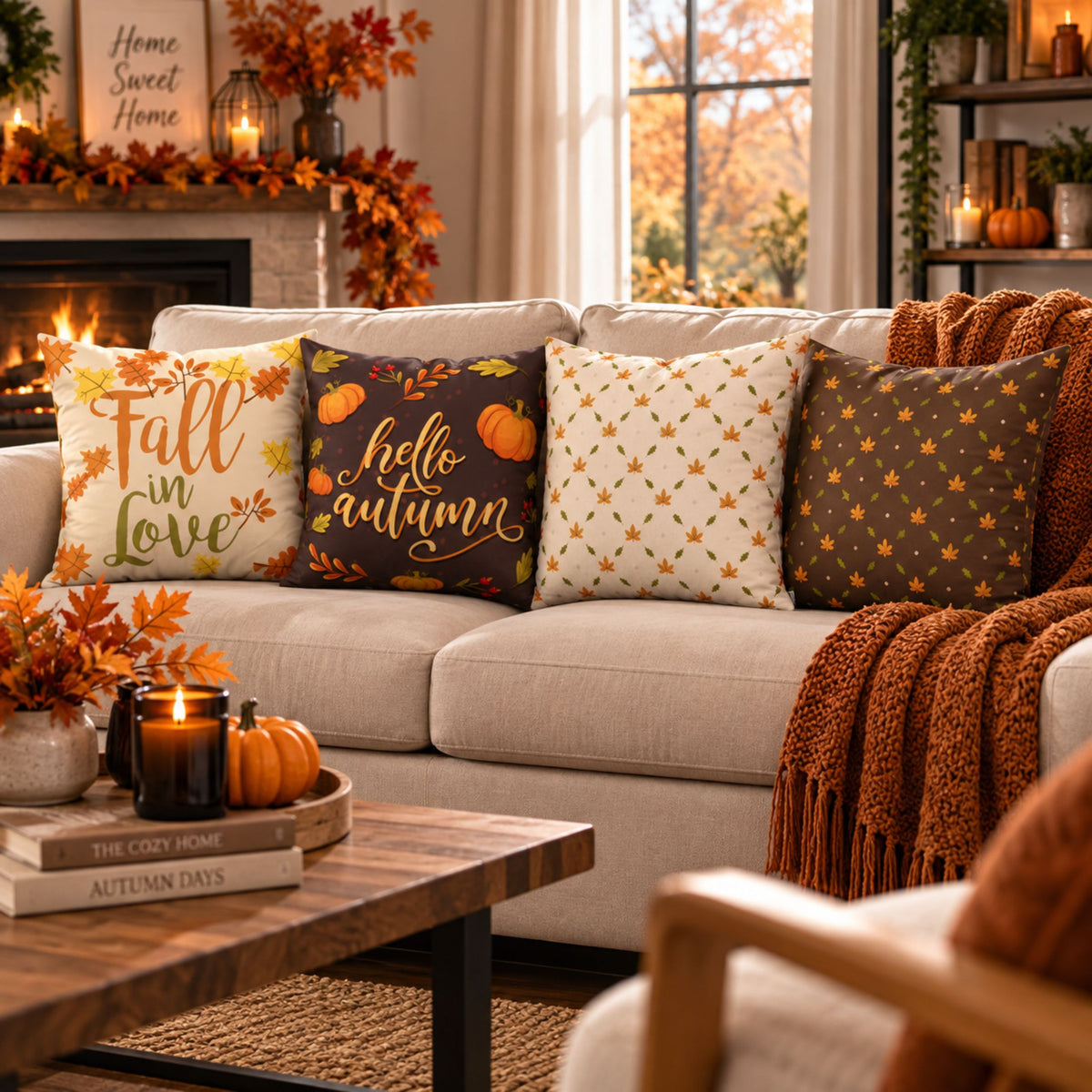 DecorX Fall Pillow Covers Set of 4 – 18x18 Autumn Decor