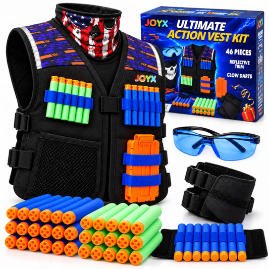 JoyX Kids Dart Vest Set with Glow-in-the-Dark Darts