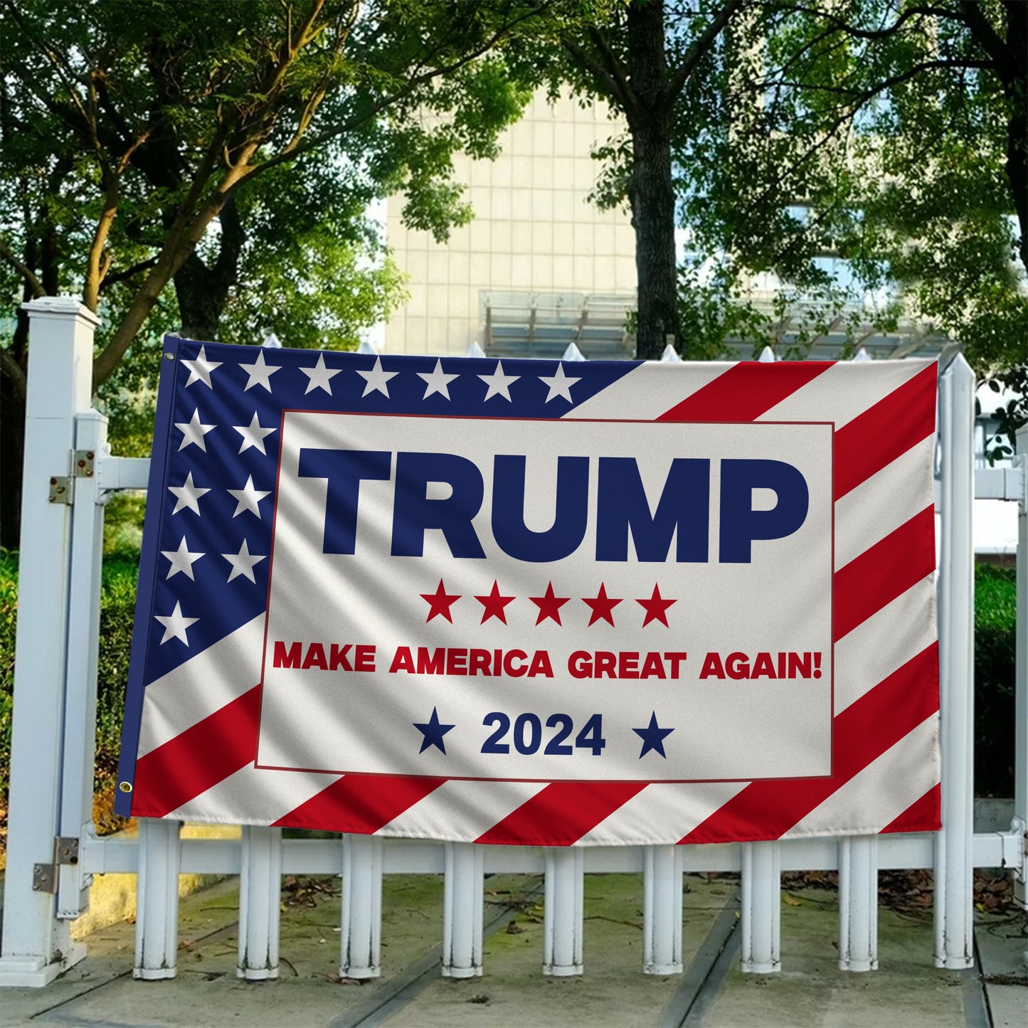 DecorX Trump 2024 Campaign Flag Double-Sided, Double Angle Banner - Make America Proud & Great Again Vertical/Horizontal Design 3x5 Feet