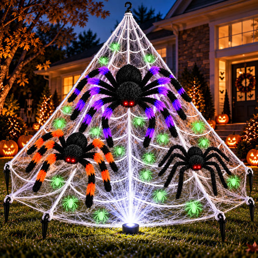 23 FT Giant Halloween Spider Web Set with Spiders | JoyX
