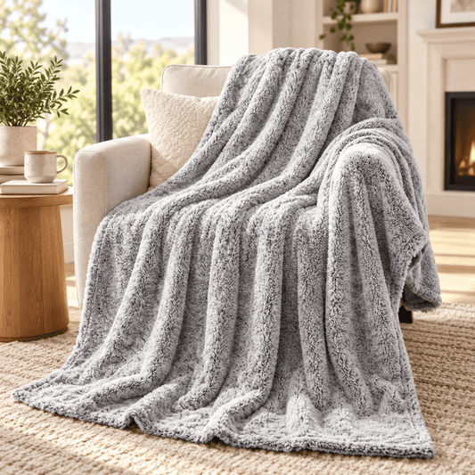 DecorX Gray Flannel Fleece Throw Blanket – 50 x 60 in