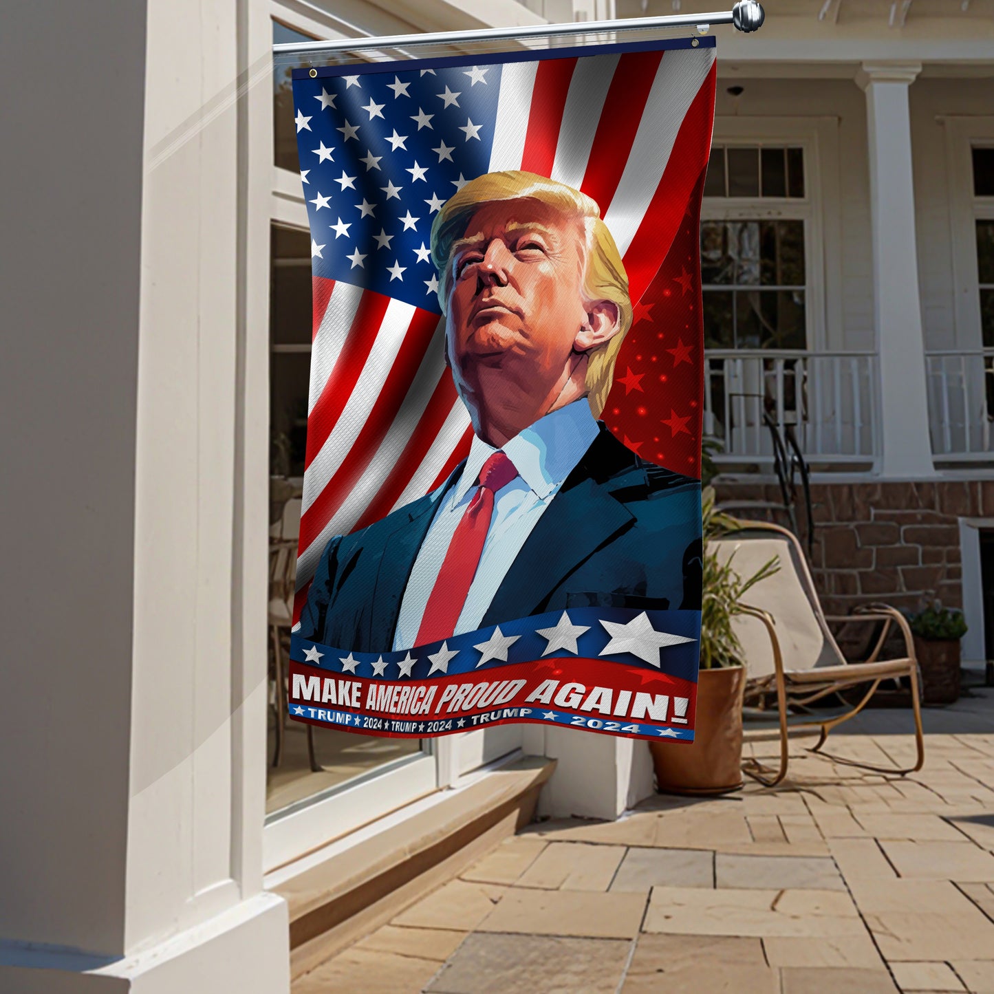 DecorX Trump 2024 Campaign Flag Double-Sided, Double Angle Banner - Make America Proud & Great Again Vertical/Horizontal Design 3x5 Feet