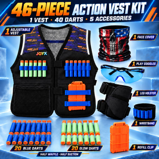 JoyX Kids Dart Vest Set with Glow-in-the-Dark Darts