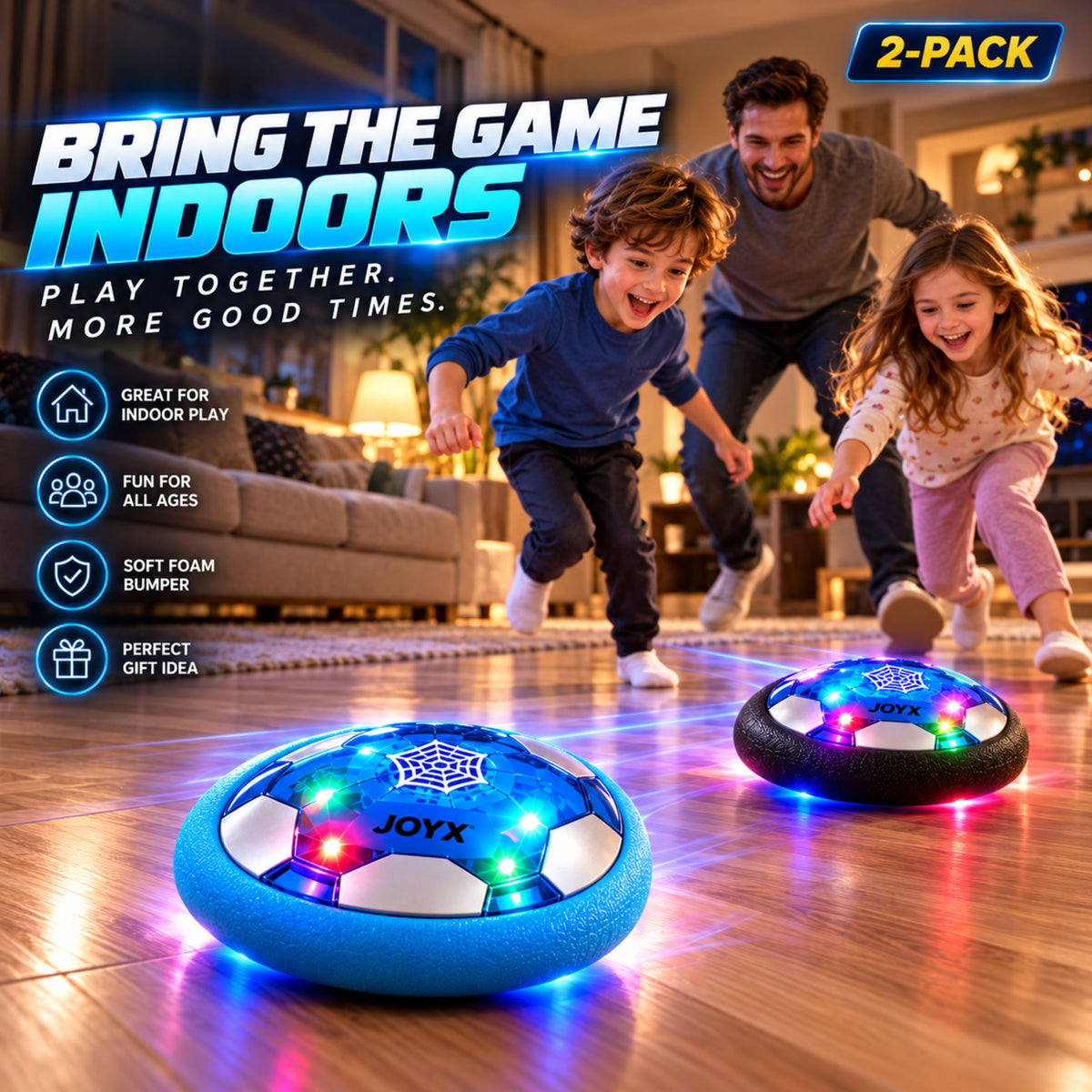 JoyX Rechargeable Light-Up Hover Soccer Ball 2-Pack