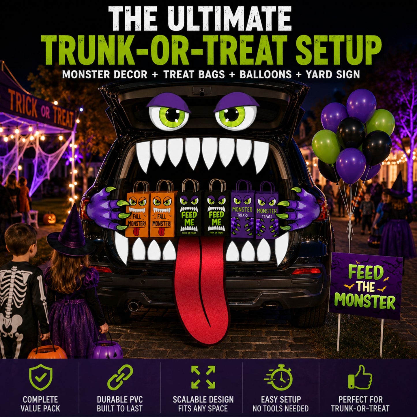 Halloween Trunk-or-Treat Monster Decoration Kit