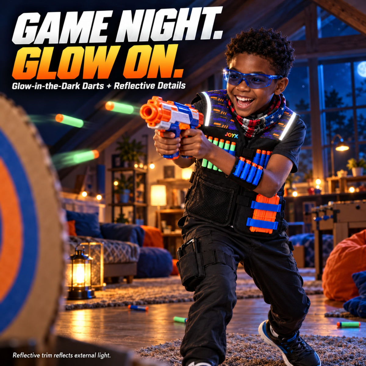 JoyX Kids Dart Vest Set with Glow-in-the-Dark Darts