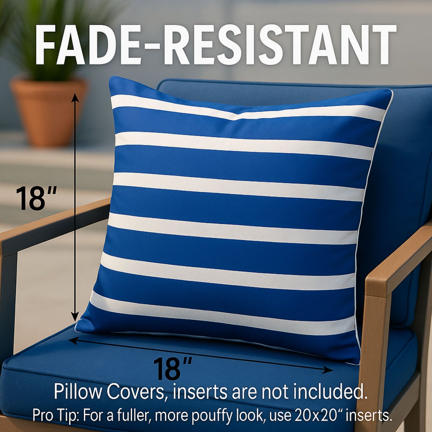 DecorX 5-Pack 18x18 Blue & White Outdoor Pillow Covers – Coastal Waterproof Set
