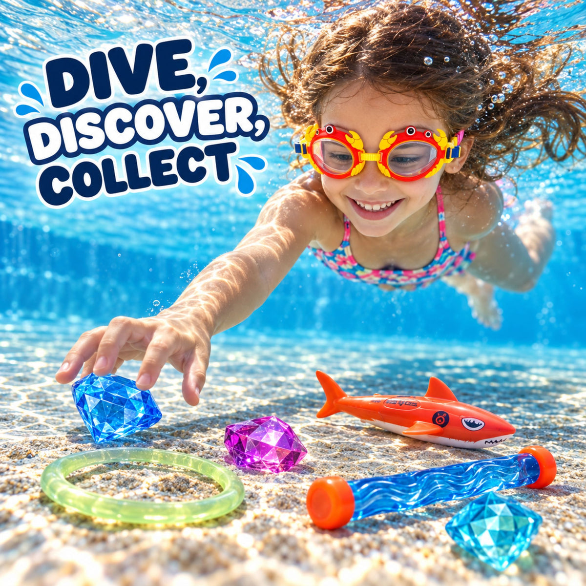 35-Piece Glow Pool Diving Toys Set with LED Cubes, Goggles & Bag