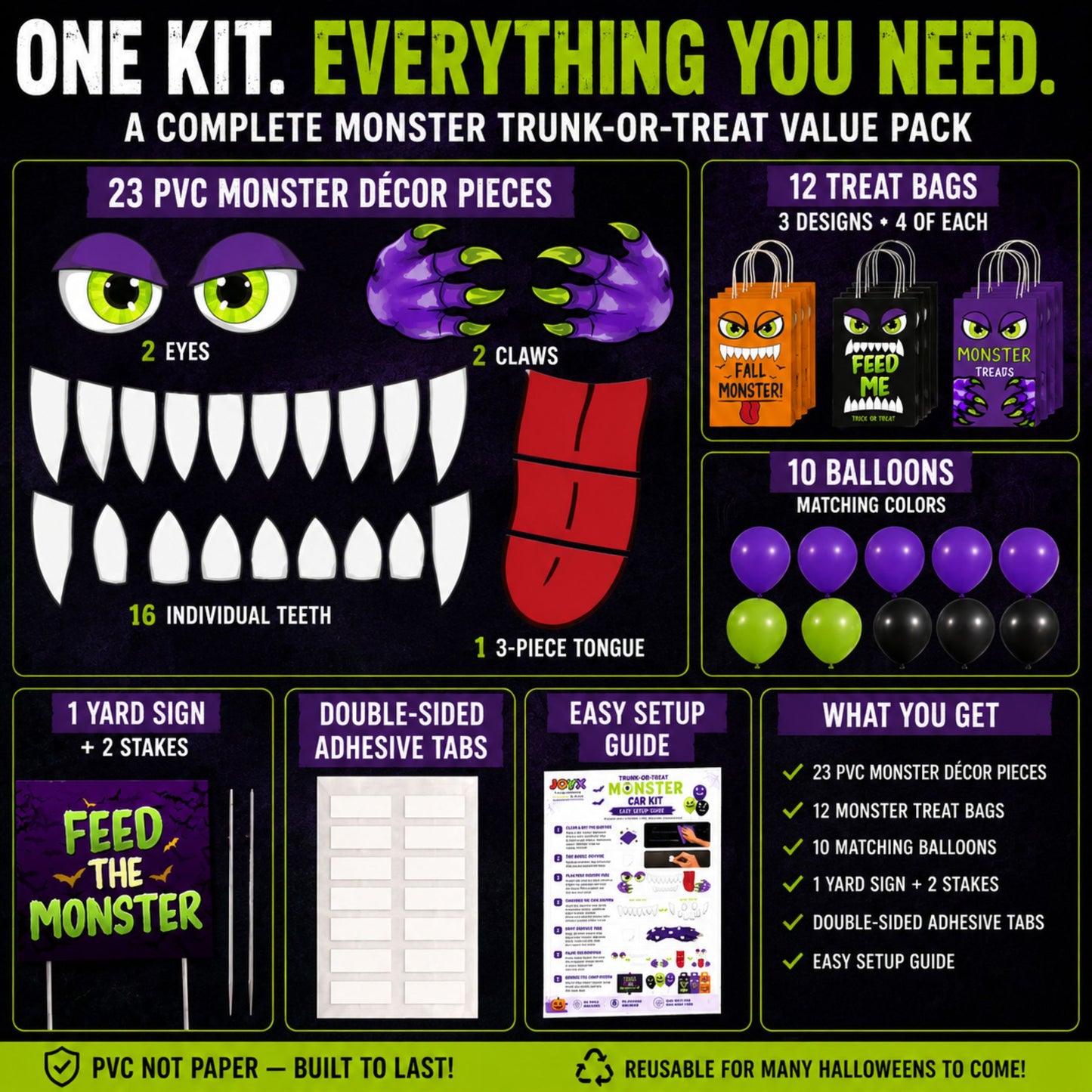 Halloween Trunk-or-Treat Monster Decoration Kit