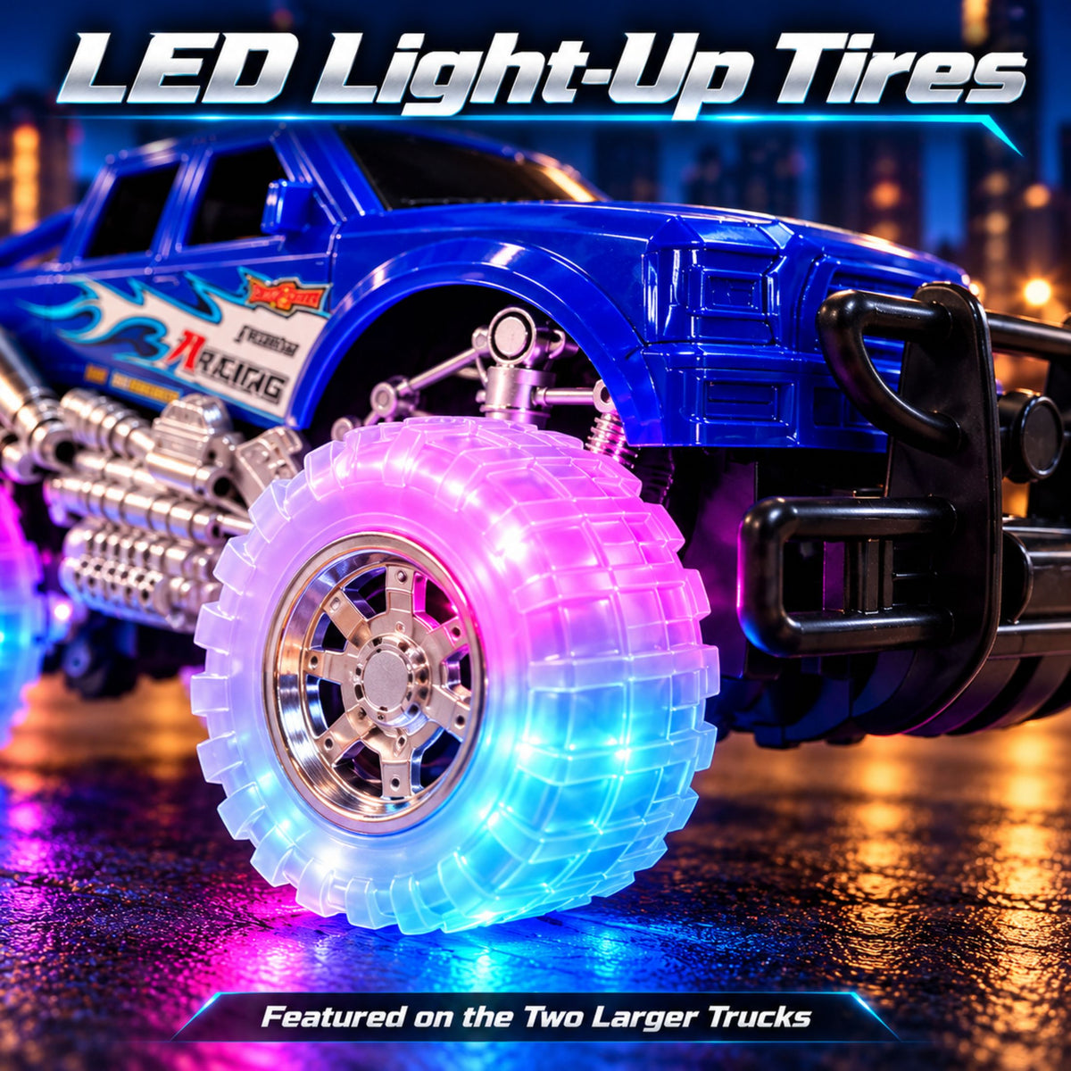 Light Up Monster Truck Toy Set – 4 Pack