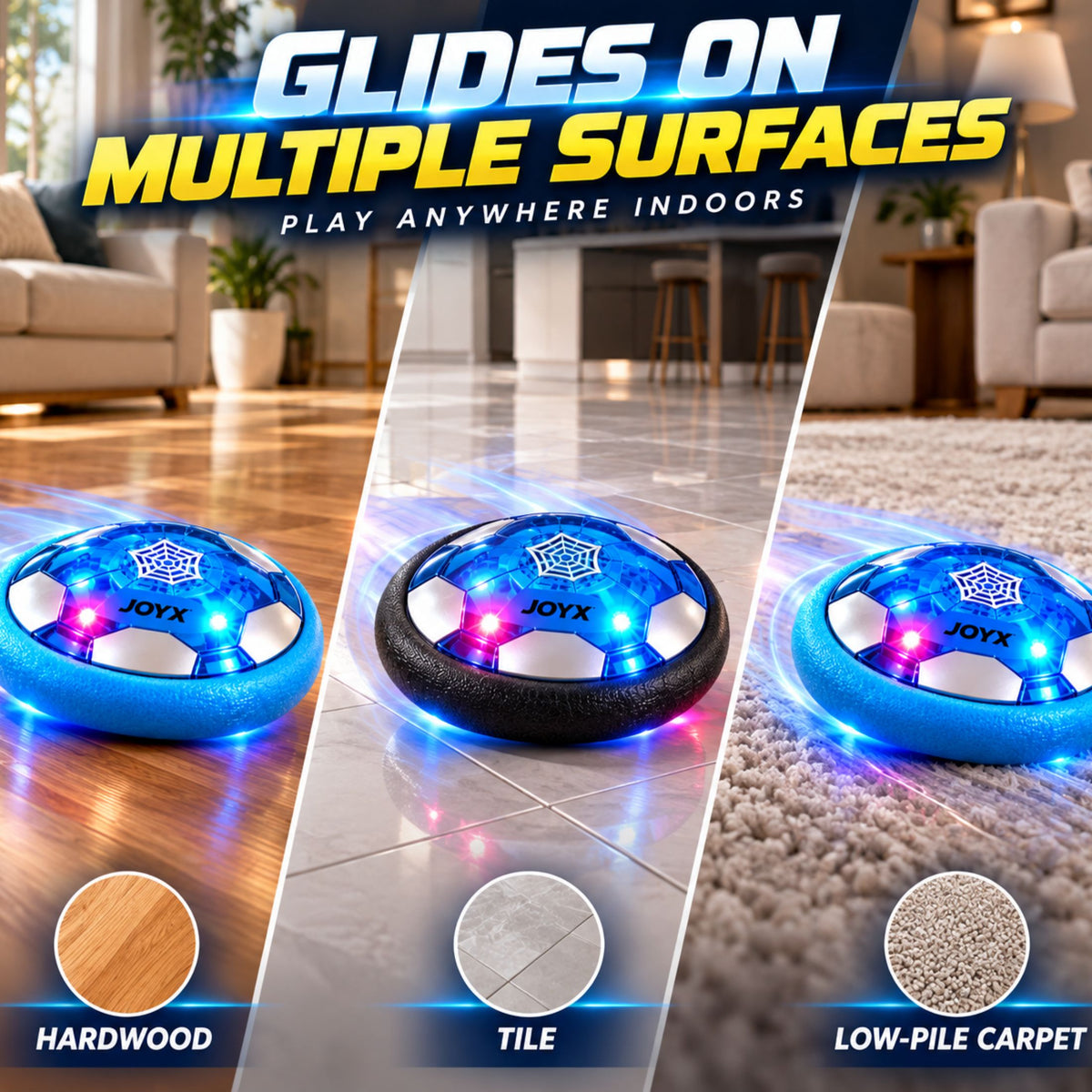 JoyX Rechargeable Light-Up Hover Soccer Ball 2-Pack