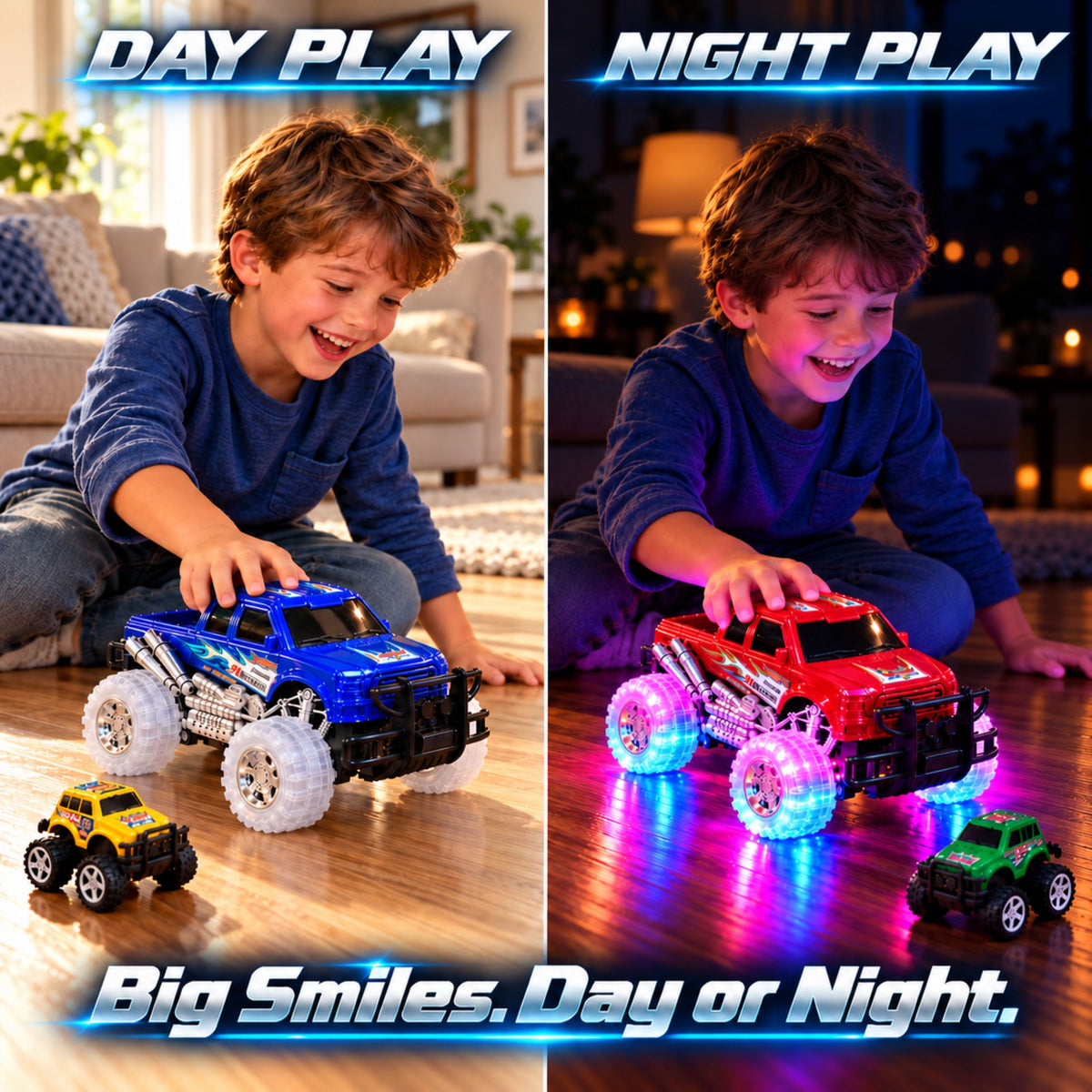 Light Up Monster Truck Toy Set – 4 Pack