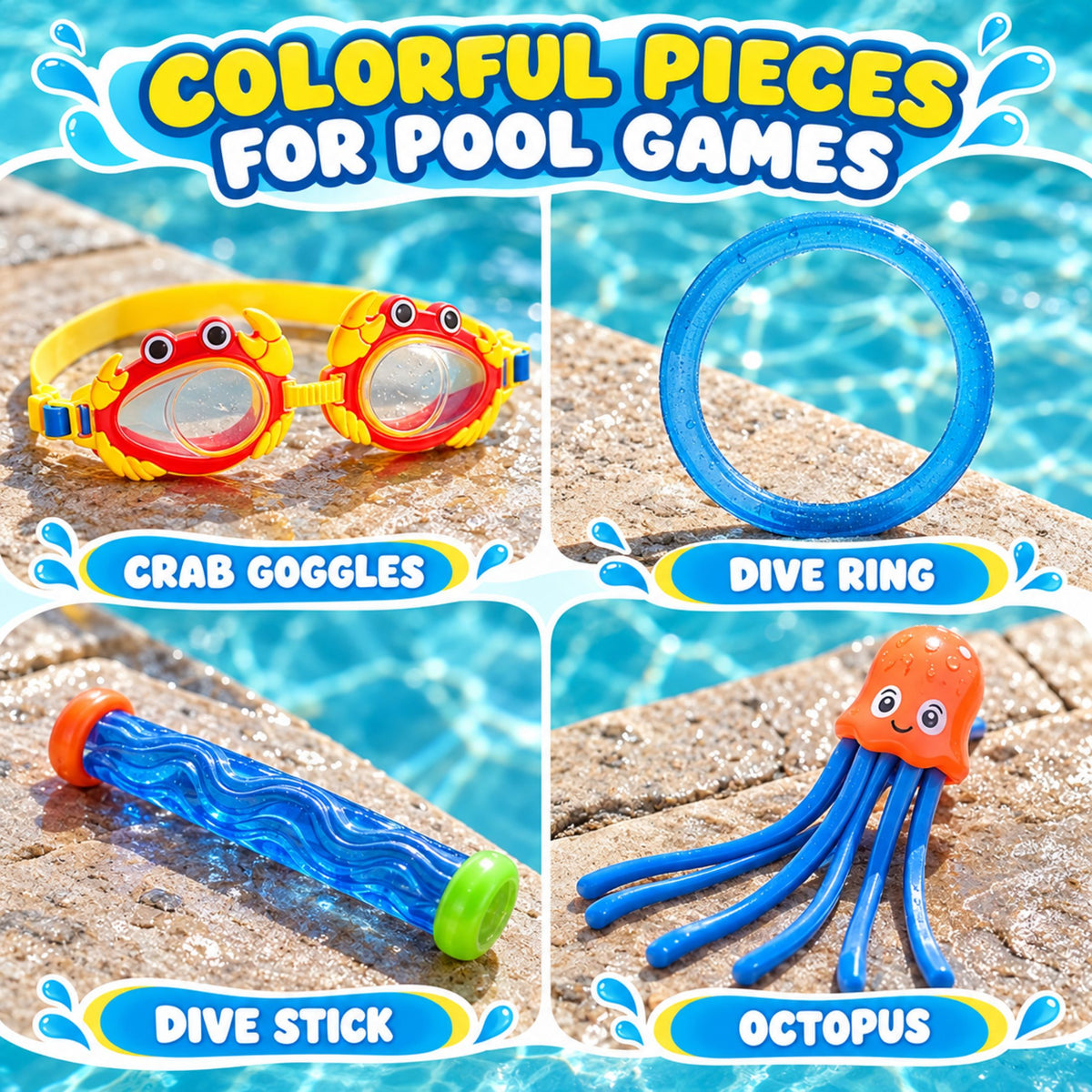 35-Piece Glow Pool Diving Toys Set with LED Cubes, Goggles & Bag