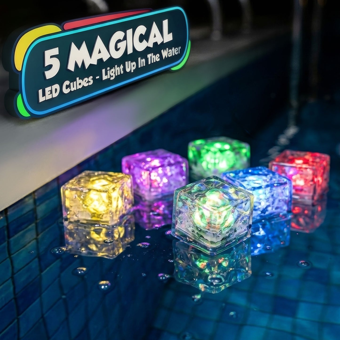 35 Pcs Pool Toys Set with LED Pool Light Cubes Diving and Swimming Learning for Kids