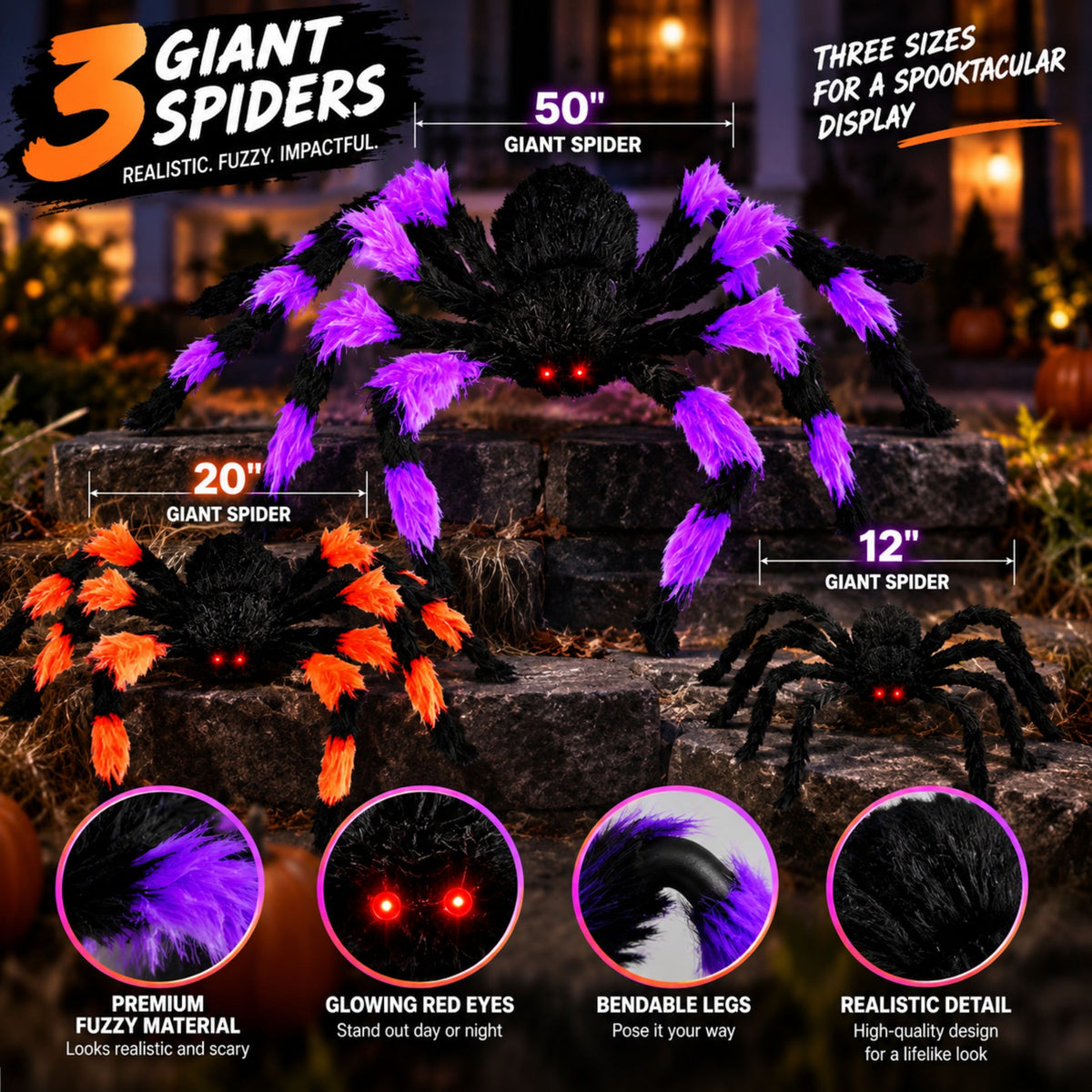 23 FT Giant Halloween Spider Web Set with Spiders | JoyX