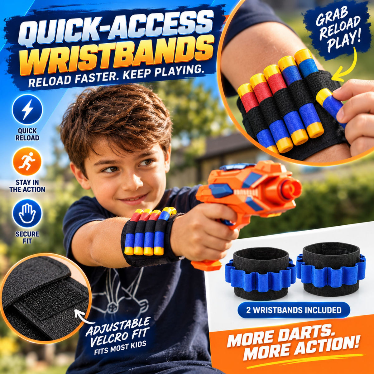 JoyX 2-Player Foam Dart Blaster Set with 60 Darts & Wristbands