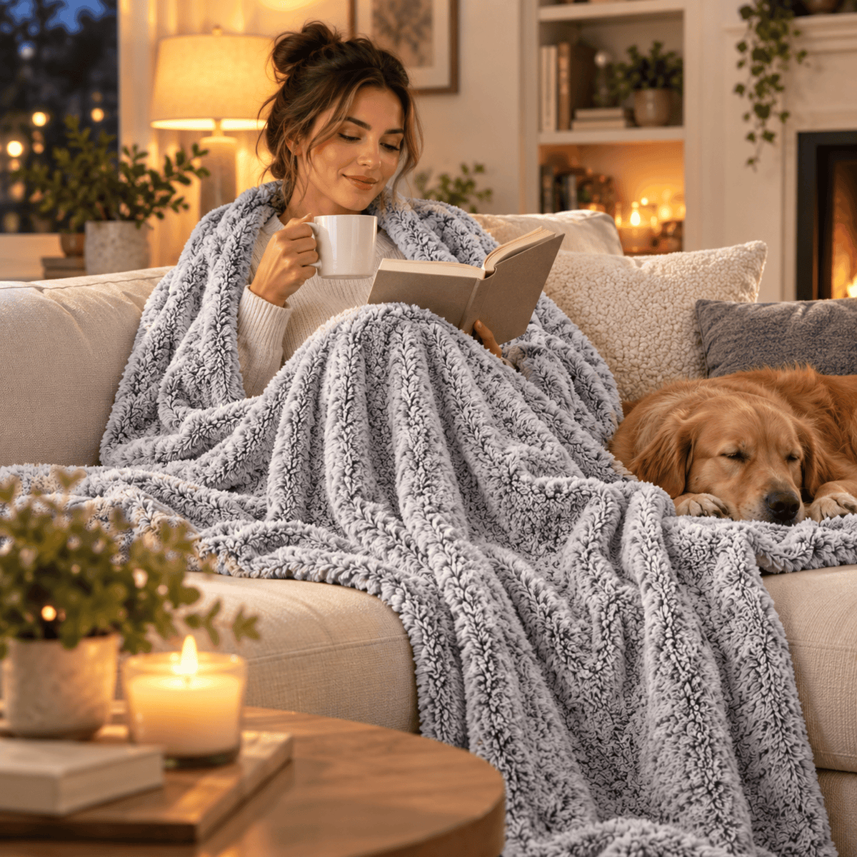 DecorX Gray Flannel Fleece Throw Blanket – 50 x 60 in
