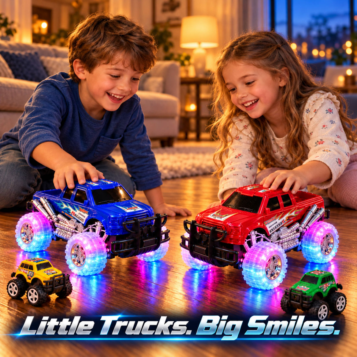 Light Up Monster Truck Toy Set – 4 Pack