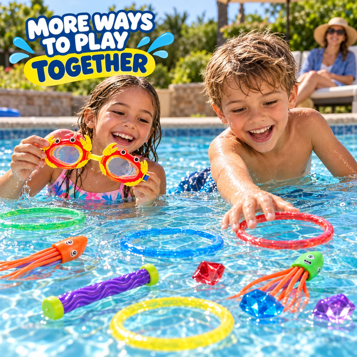 35-Piece Glow Pool Diving Toys Set with LED Cubes, Goggles & Bag