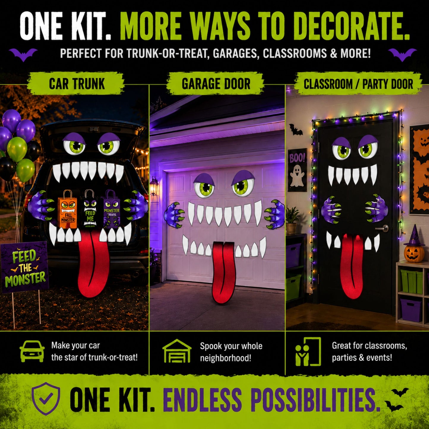 Halloween Trunk-or-Treat Monster Decoration Kit