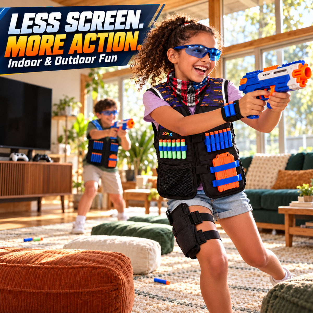 JoyX Kids Dart Vest Set with Glow-in-the-Dark Darts