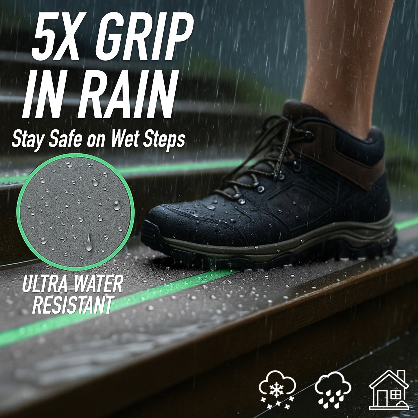 Glow in the Dark Non-Slip Stair Treads – 12 Pack, Heavy-Duty Anti-Slip Safety Strips for Indoor & Outdoor Stairs Gray