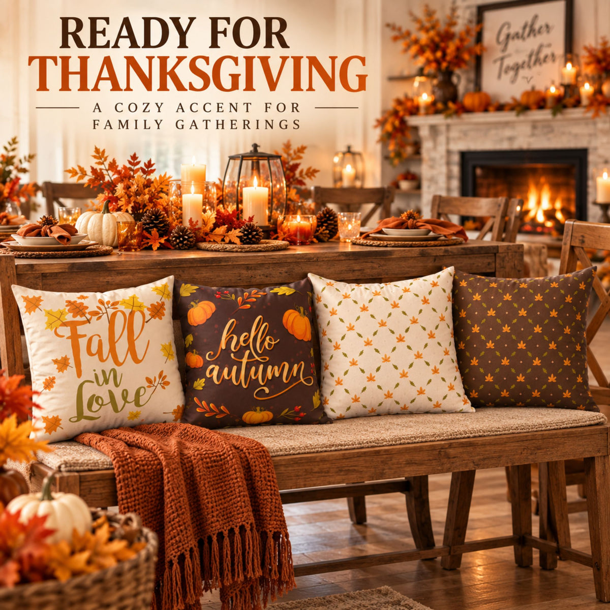 DecorX Fall Pillow Covers Set of 4 – 18x18 Autumn Decor