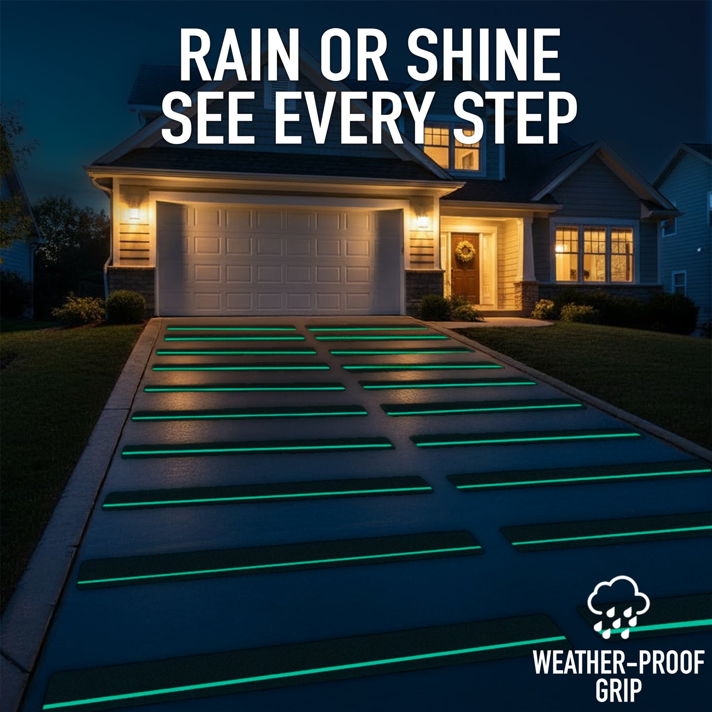 Glow in the Dark Non-Slip Stair Treads – 12 Pack, Heavy-Duty Anti-Slip Safety Strips for Indoor & Outdoor Stairs Gray