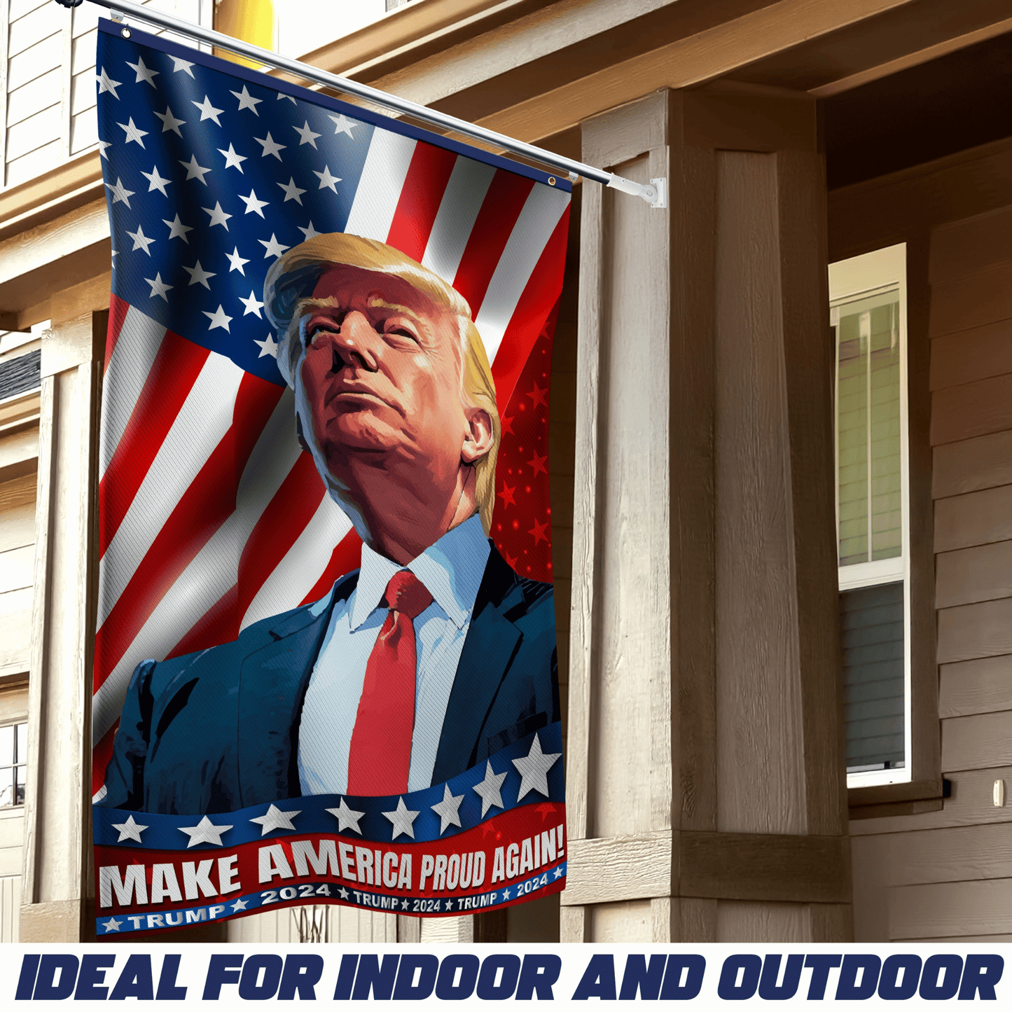 DecorX Trump 2024 Campaign Flag Double-Sided, Double Angle Banner - Make America Proud & Great Again Vertical/Horizontal Design 3x5 Feet