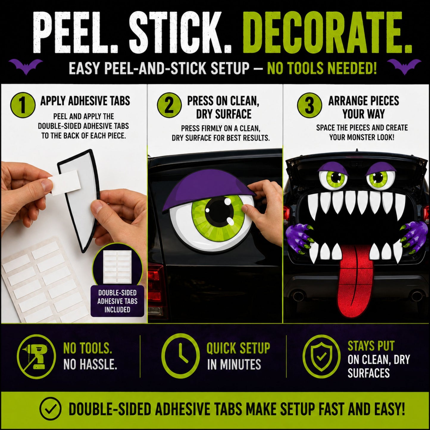 Halloween Trunk-or-Treat Monster Decoration Kit