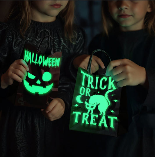 Halloween Candy Bags Glow-in-the-Dark Trick or Treat Bags | Party Supplies (48-Pack)