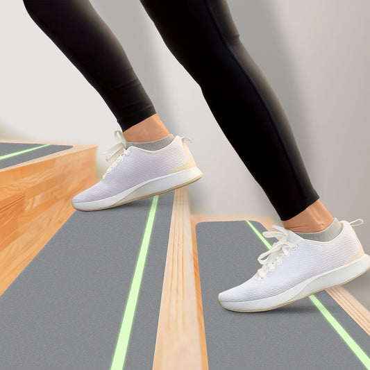Glow in the Dark Non-Slip Stair Treads – 12 Pack, Heavy-Duty Anti-Slip Safety Strips for Indoor & Outdoor Stairs Gray