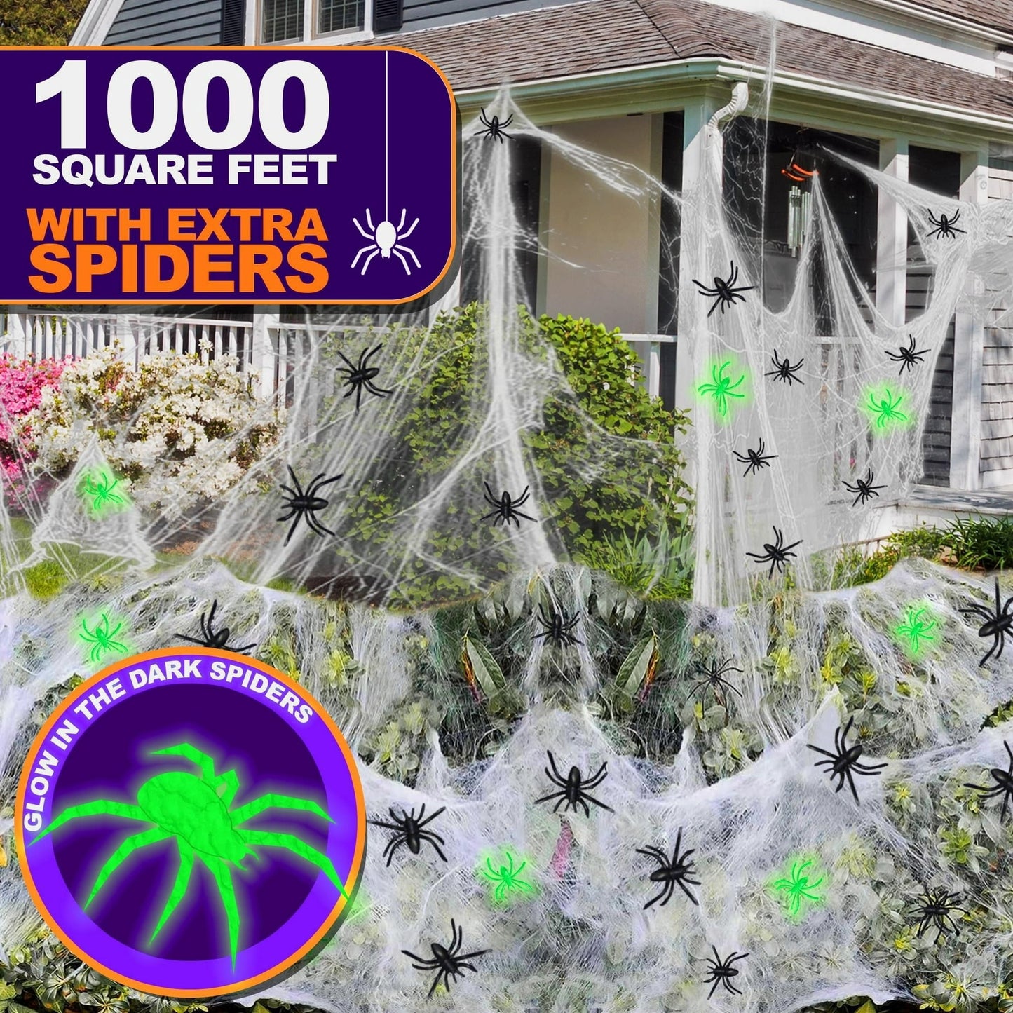 Glow-in-the-Dark Spider Web Decoration - Large and Intricate