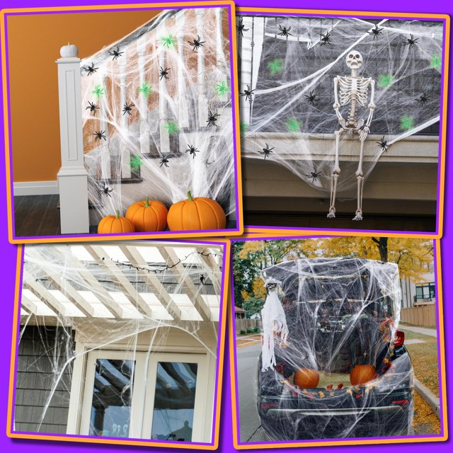 Spider Web Skeleton Collage Halloween Decoration - Spooky and Realistic