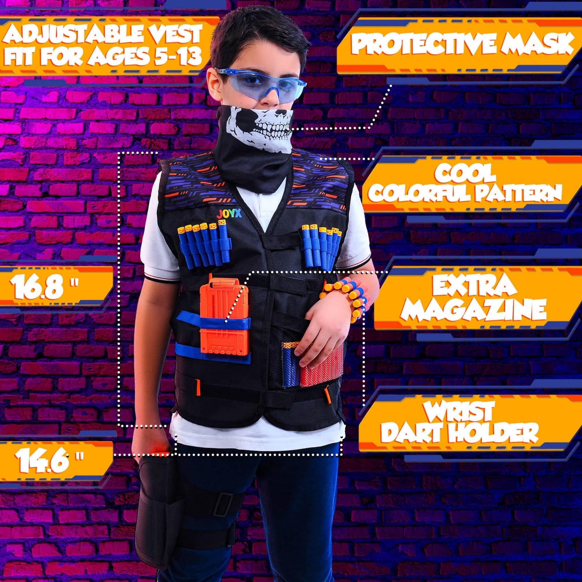 Nerf vest with darts and toy guns