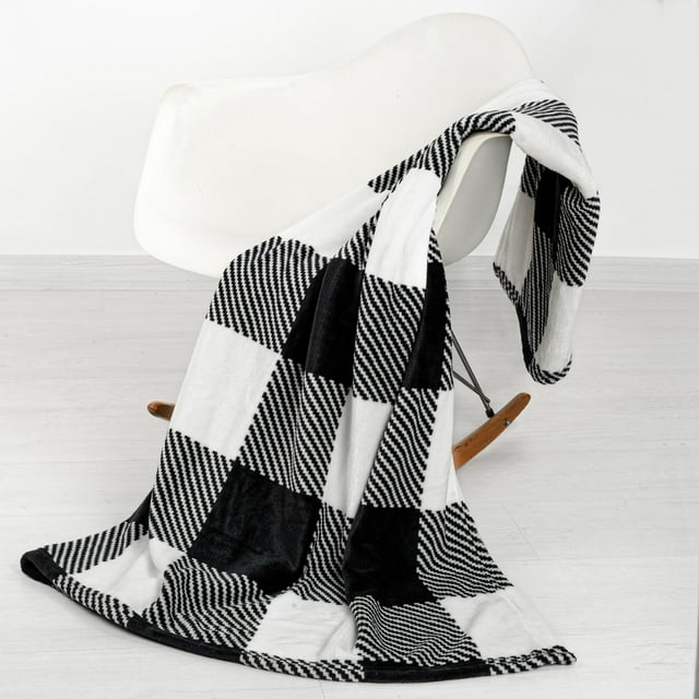 Throw Blanket with Black and White Triangles